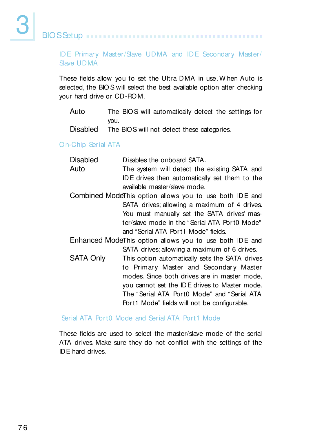 Intel G4H875-N, G4H875-B, G4H875-C user manual On-Chip Serial ATA, Serial ATA Port0 Mode and Serial ATA Port1 Mode 