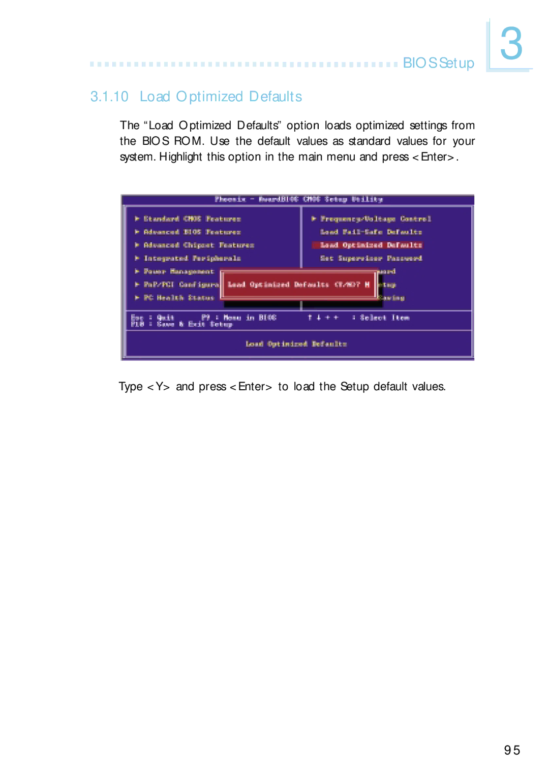 Intel G4H875-C, G4H875-B, G4H875-N user manual Bios Setup Load Optimized Defaults 