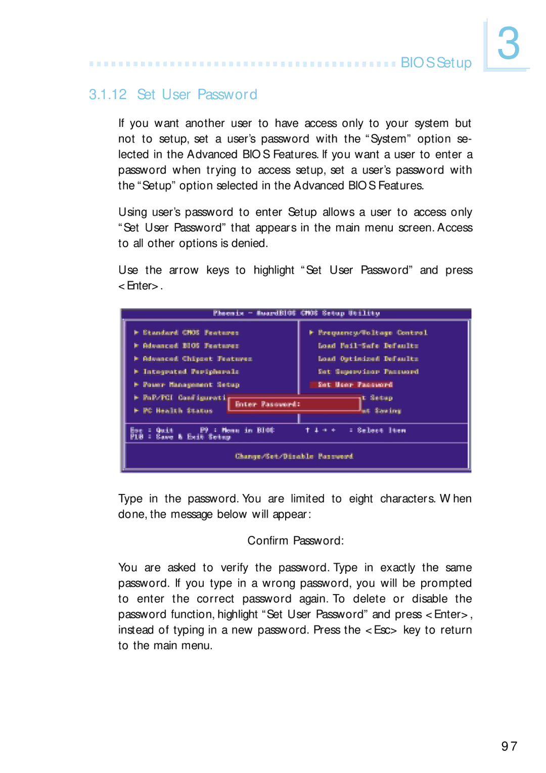 Intel G4H875-N, G4H875-B, G4H875-C user manual Bios Setup Set User Password 