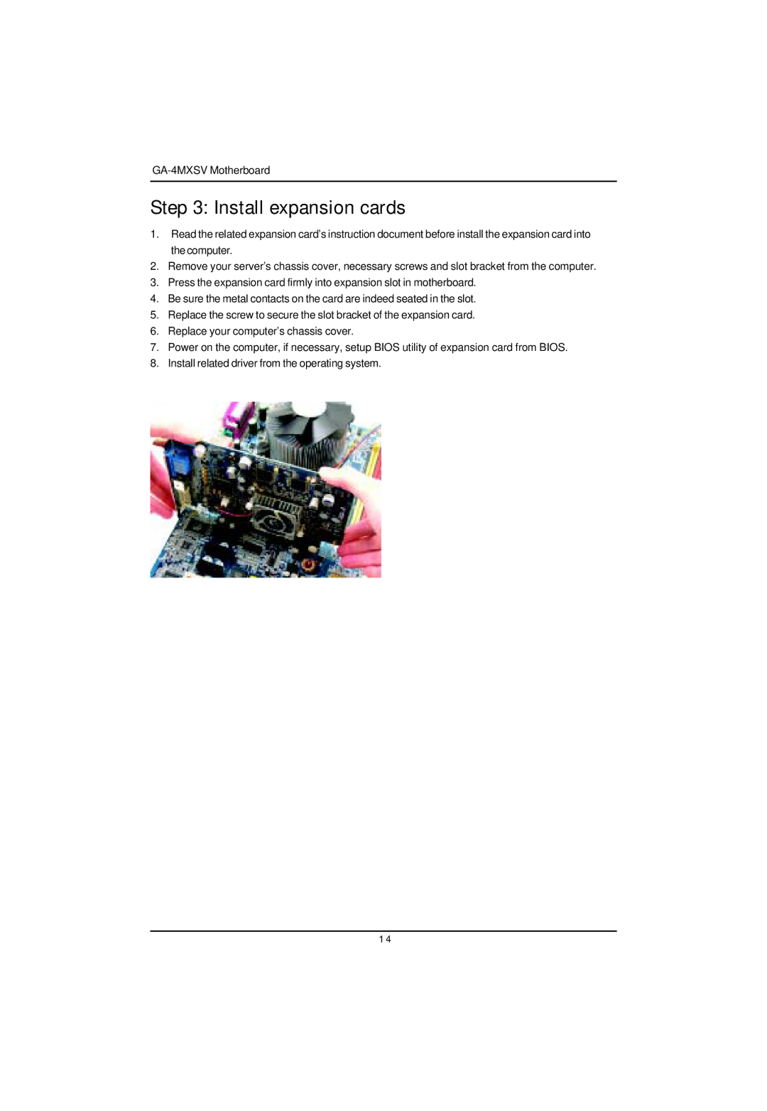 Intel GA-4MXSV user manual Install expansion cards 