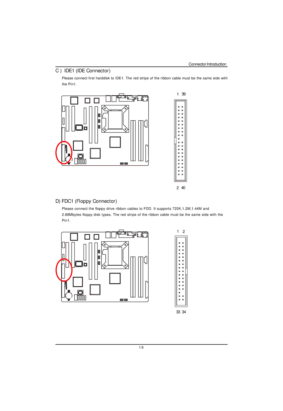 Intel GA-4MXSV user manual IDE1 IDE Connector, FDC1 Floppy Connector 