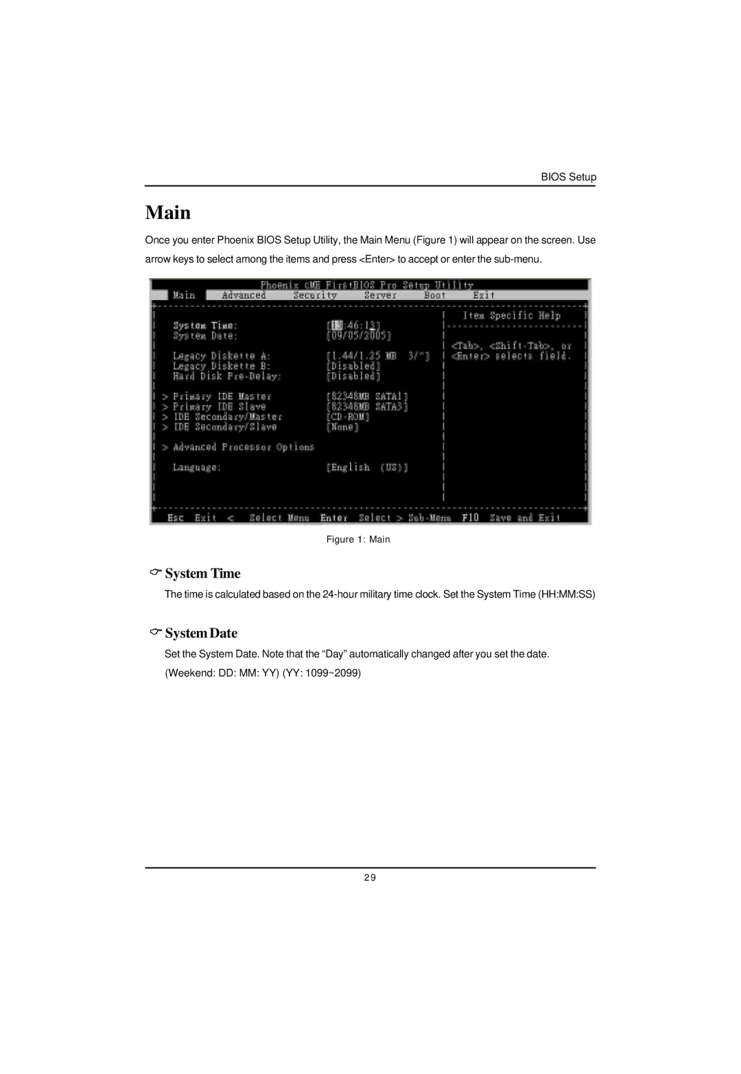 Intel GA-4MXSV user manual System Time, System Date 