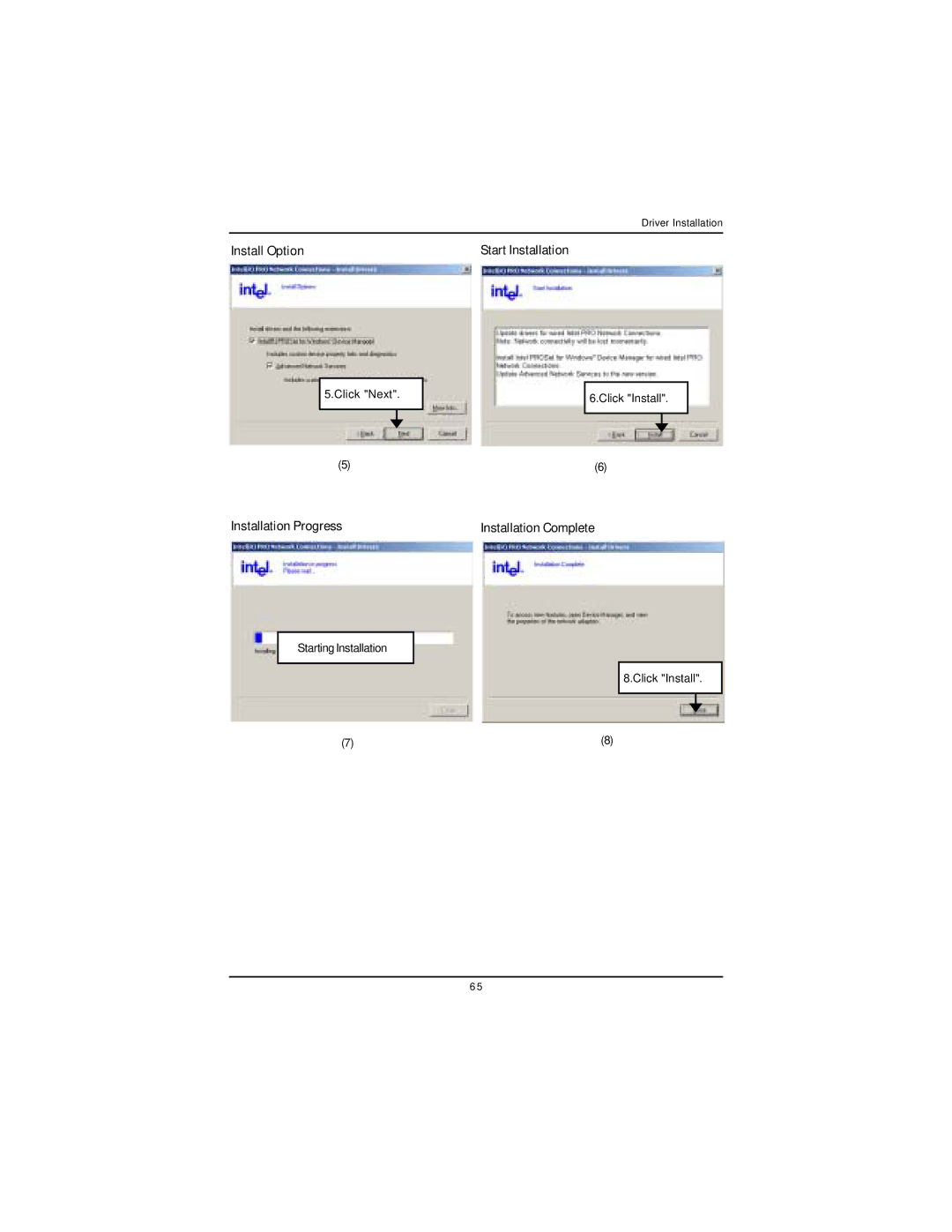 Intel GA-4MXSV user manual Install Option Start Installation, Installation Progress, Installation Complete 