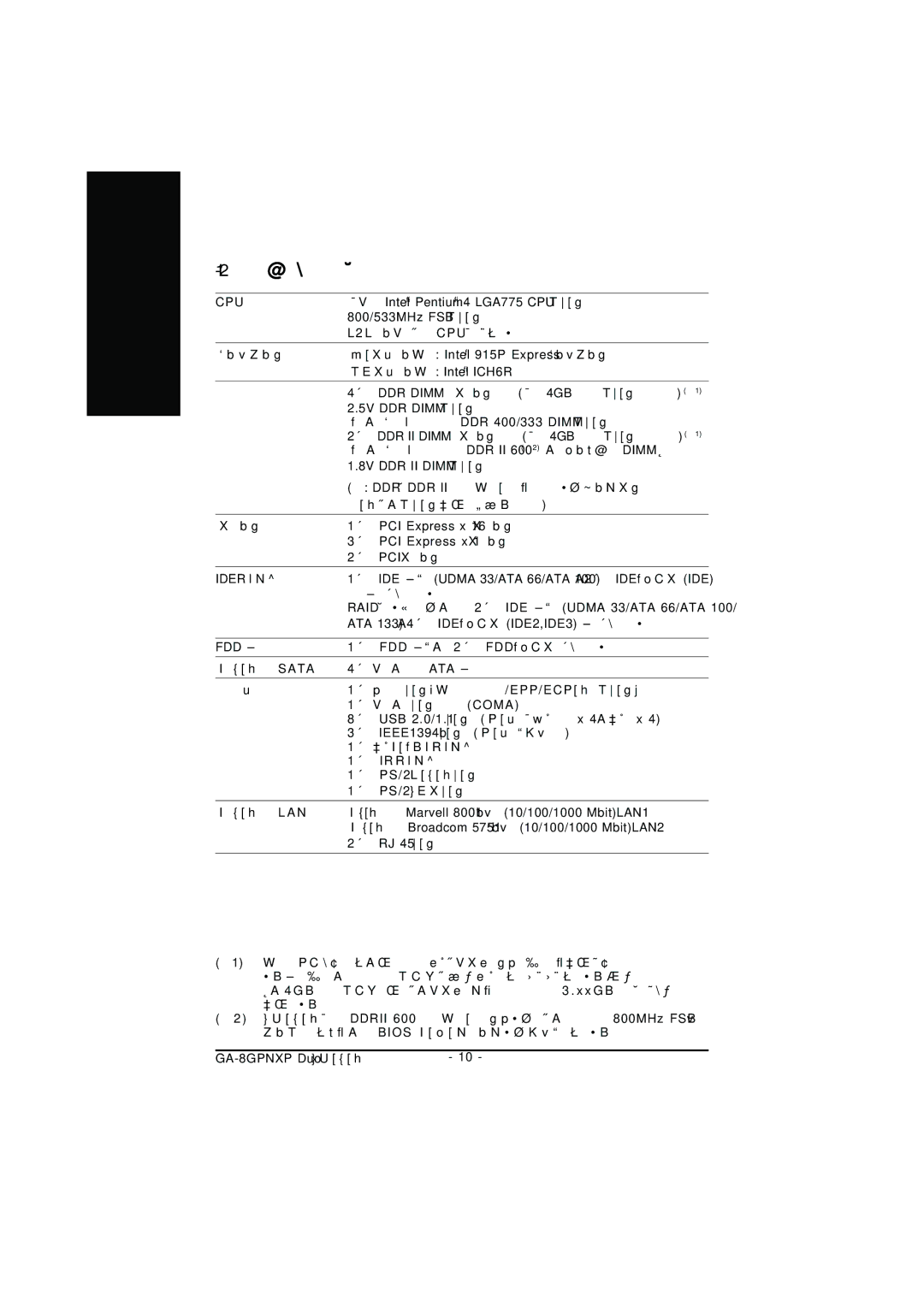 Intel GA-8GPNXP DUO manual 2機能のまとめ 