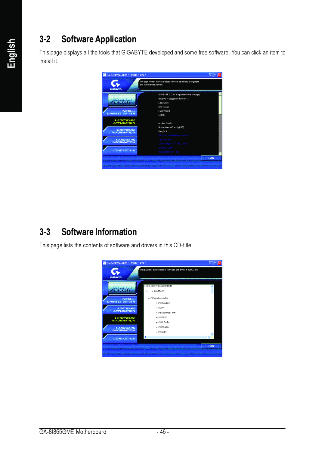 Intel GA-8I865GME user manual Software Application, Software Information 