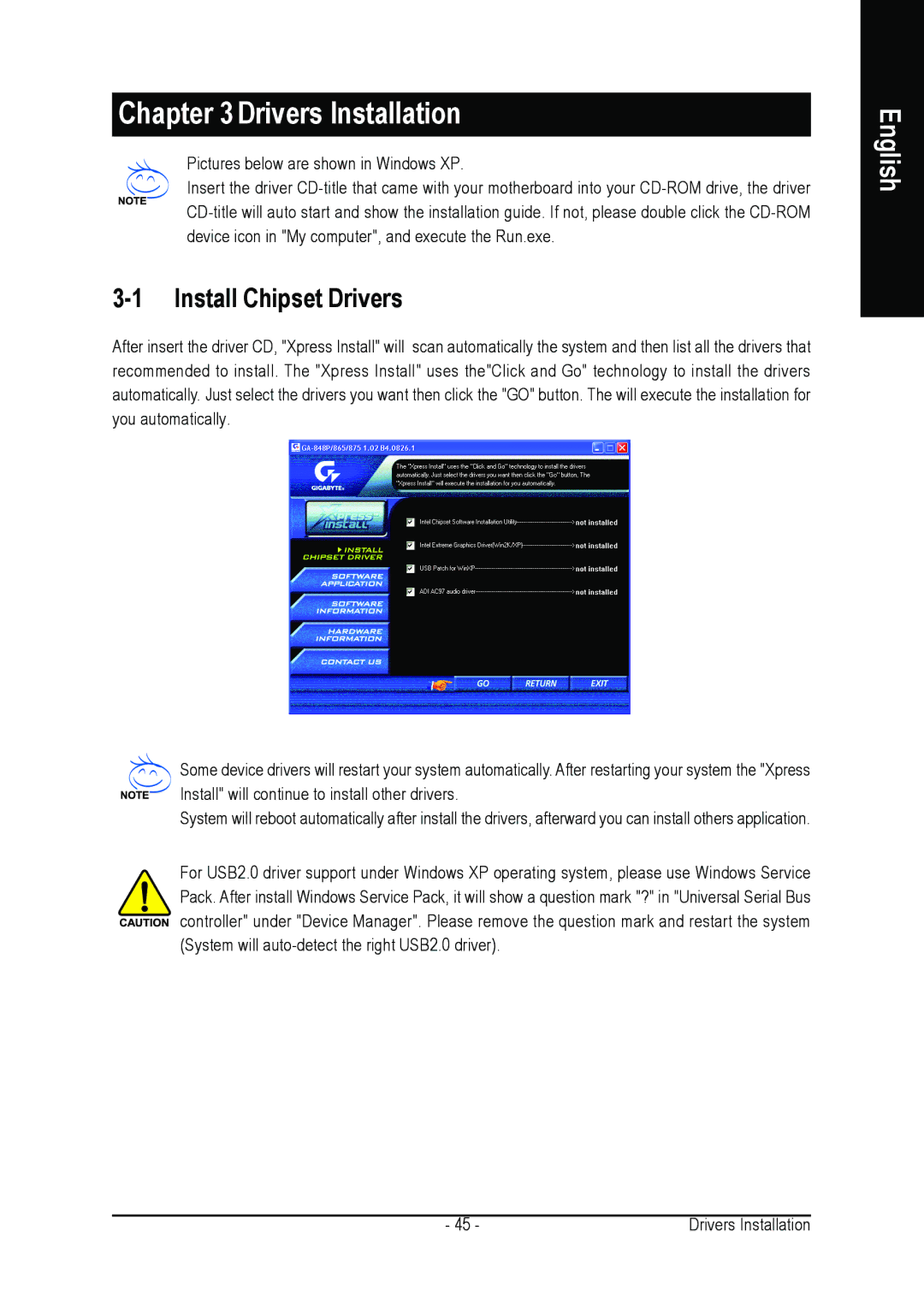 Intel GA-8I865GVMK-775 user manual Drivers Installation, Install Chipset Drivers 