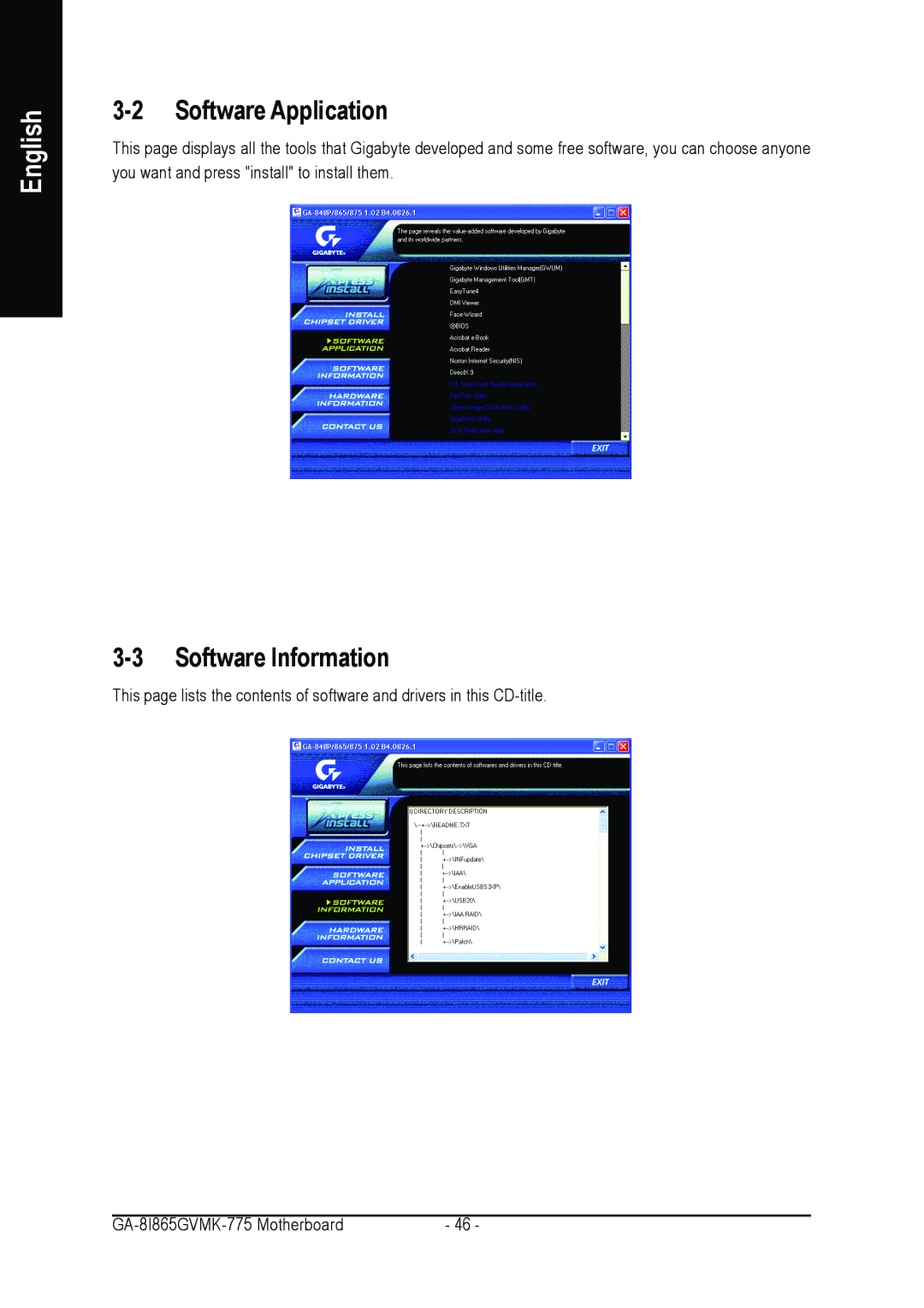 Intel GA-8I865GVMK-775 user manual Software Application, Software Information 