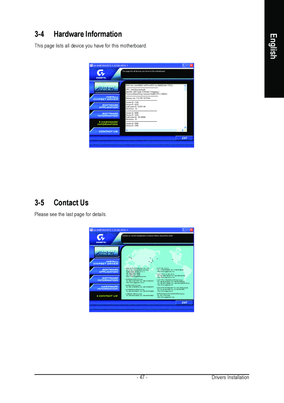 Intel GA-8I865GVMK-775 user manual Hardware Information, Contact Us 