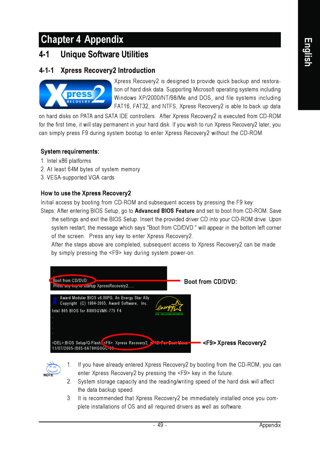 Intel GA-8I865GVMK-775 user manual Unique Software Utilities, Xpress Recovery2 Introduction, System requirements 