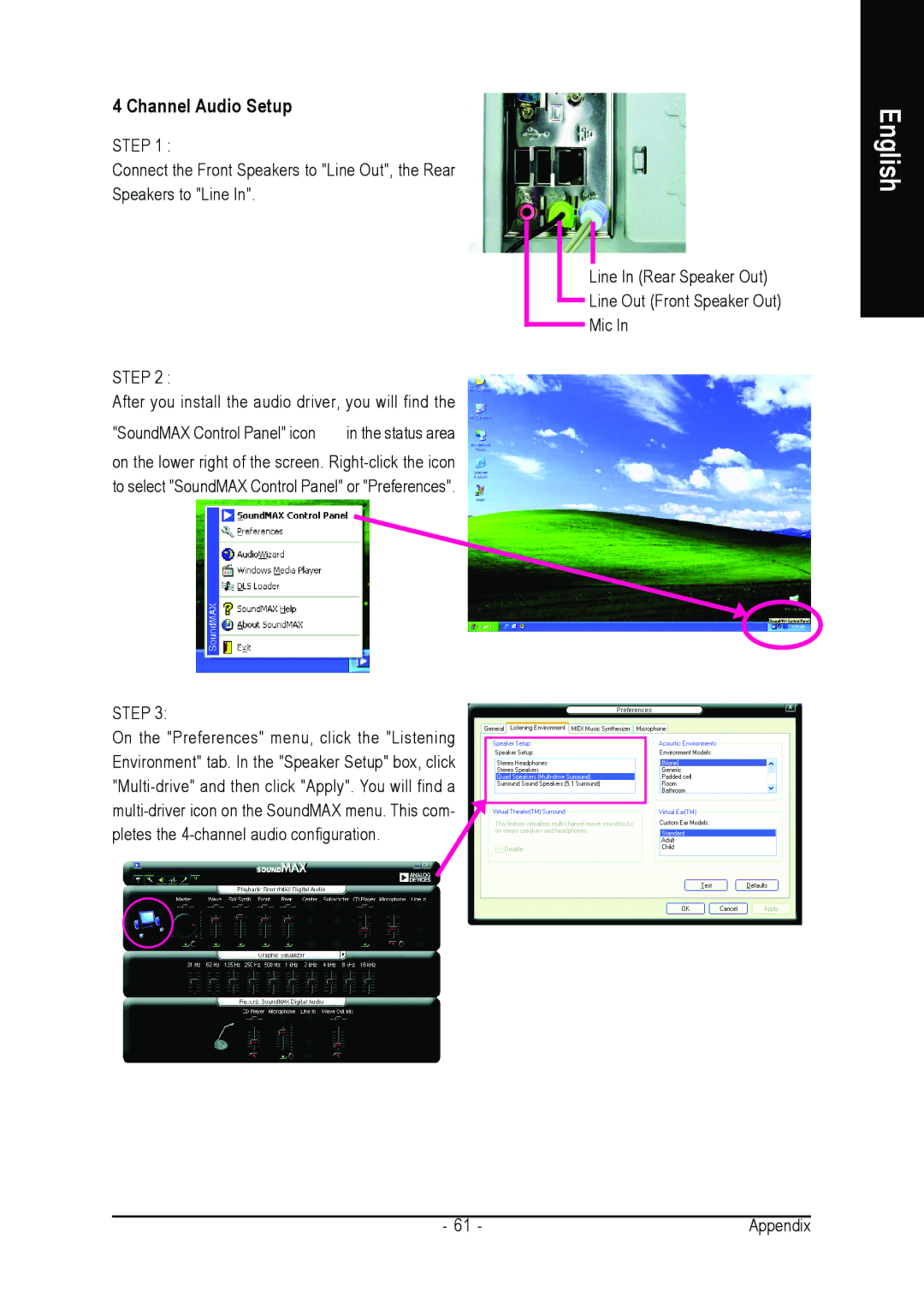 Intel GA-8I865GVMK-775 user manual Channel Audio Setup 