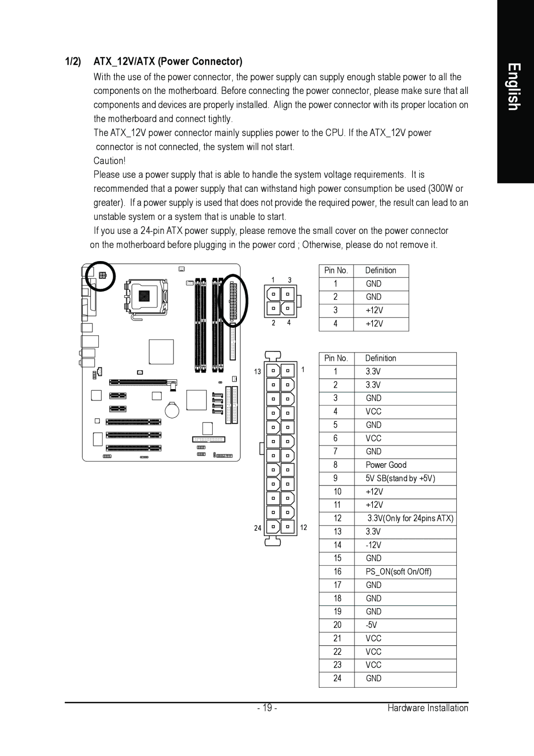 Intel GA-8I915G DUO user manual ATX12V/ATX Power Connector 