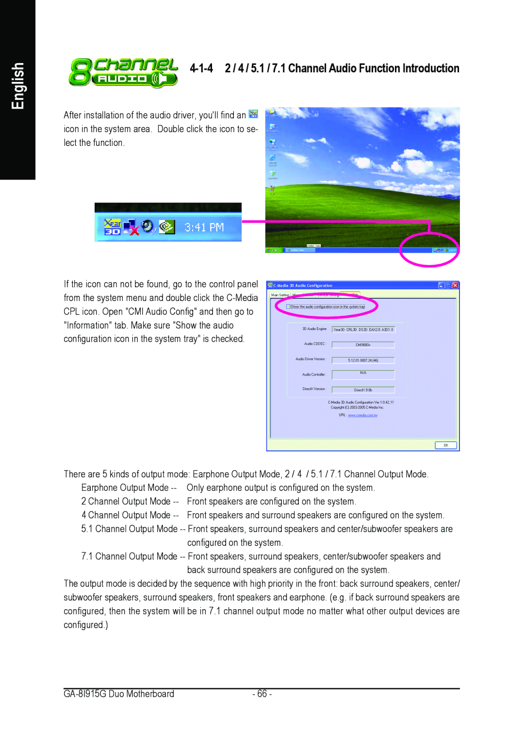 Intel GA-8I915G DUO user manual 4 2 / 4 / 5.1 / 7.1 Channel Audio Function Introduction 