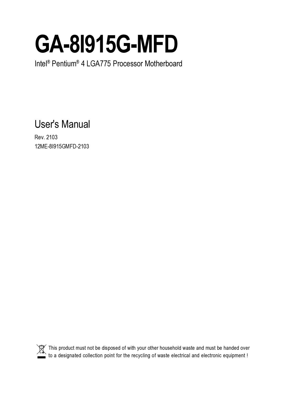 Intel GA-8I915G-MFD user manual 