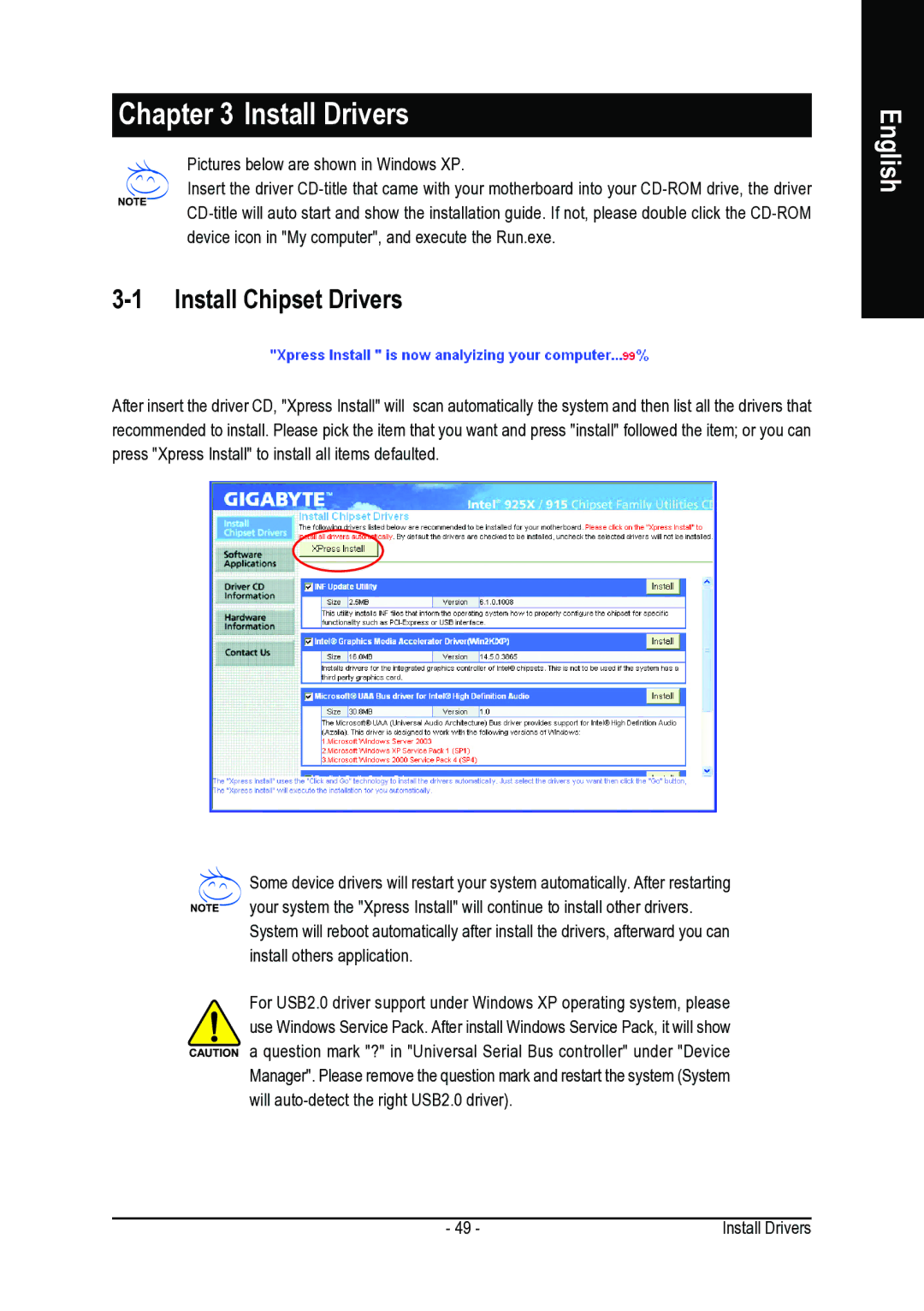 Intel GA-8I915G-MFD user manual Install Drivers, Install Chipset Drivers 