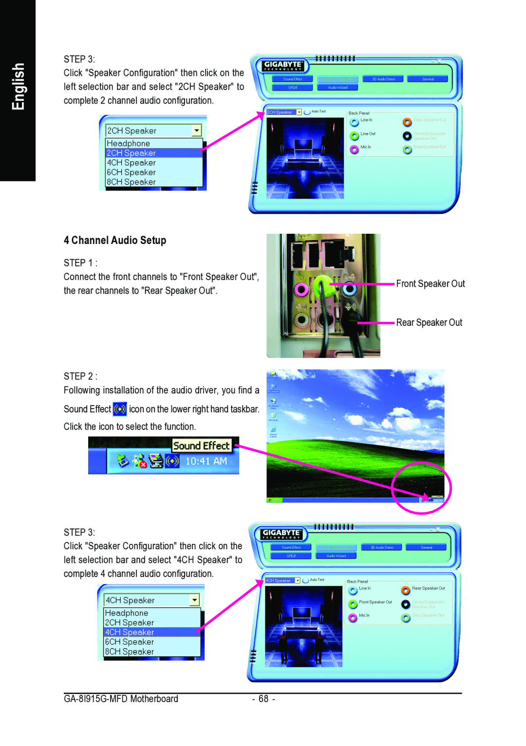 Intel GA-8I915G-MFD user manual Channel Audio Setup 