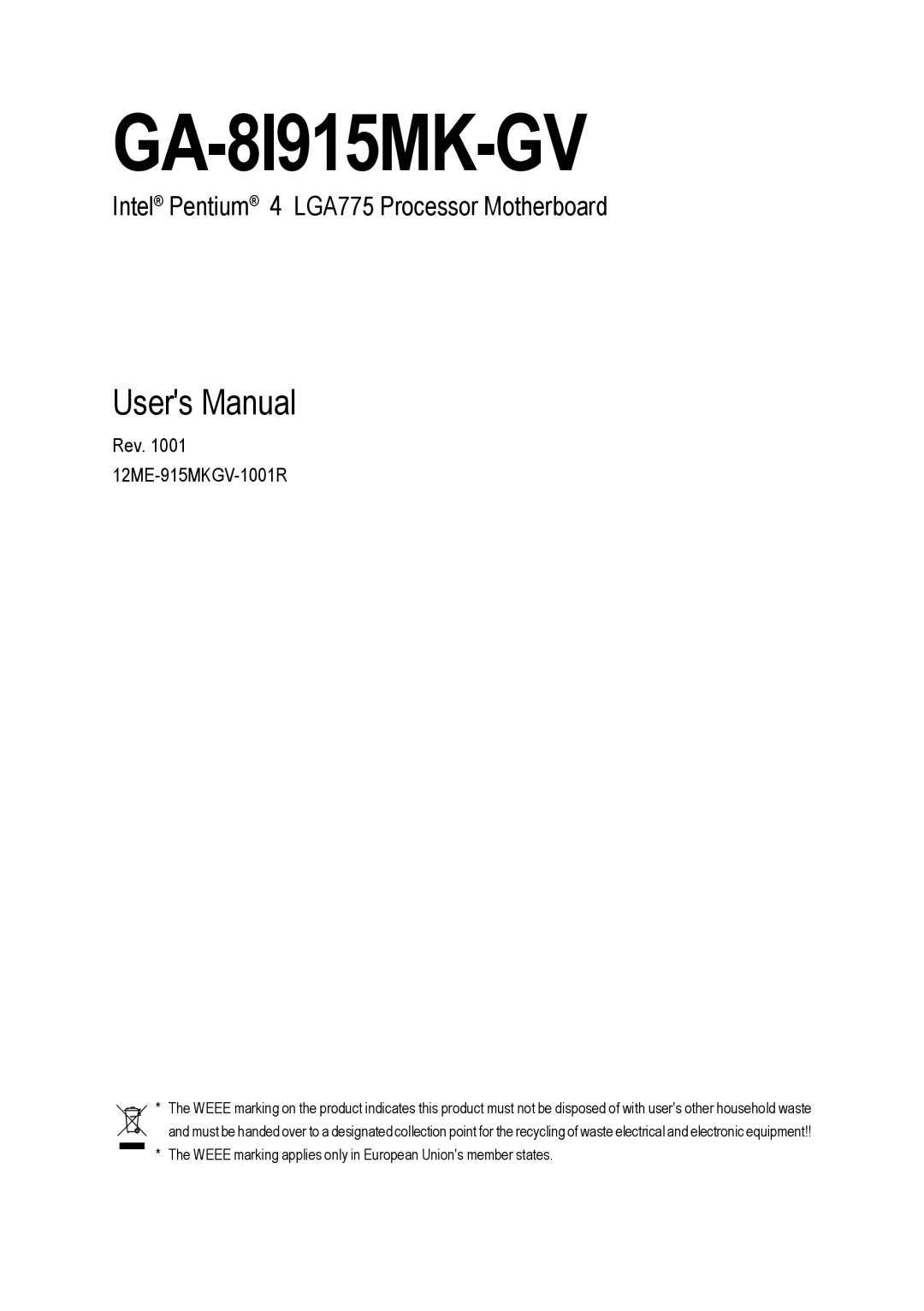 Intel GA-8I915MK-GV user manual 