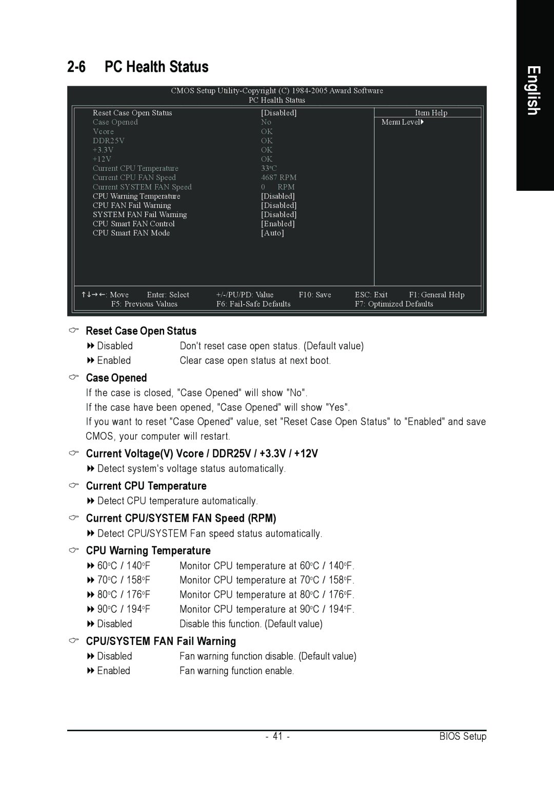 Intel GA-8I915MK-GV user manual PC Health Status 