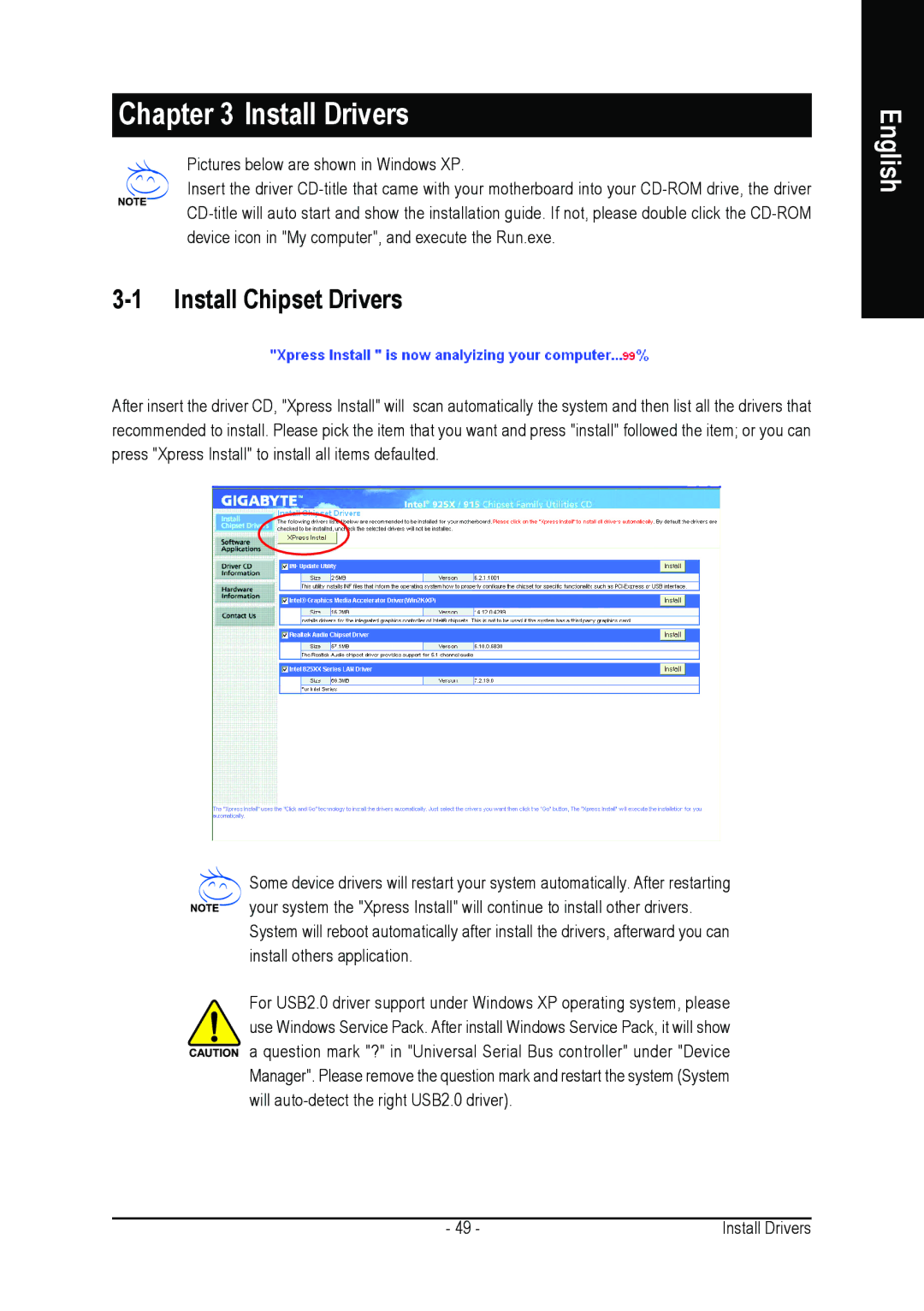 Intel GA-8I915MK-GV user manual Install Drivers, Install Chipset Drivers 