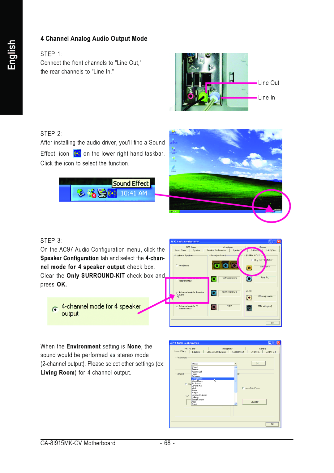 Intel GA-8I915MK-GV user manual Channel Analog Audio Output Mode 