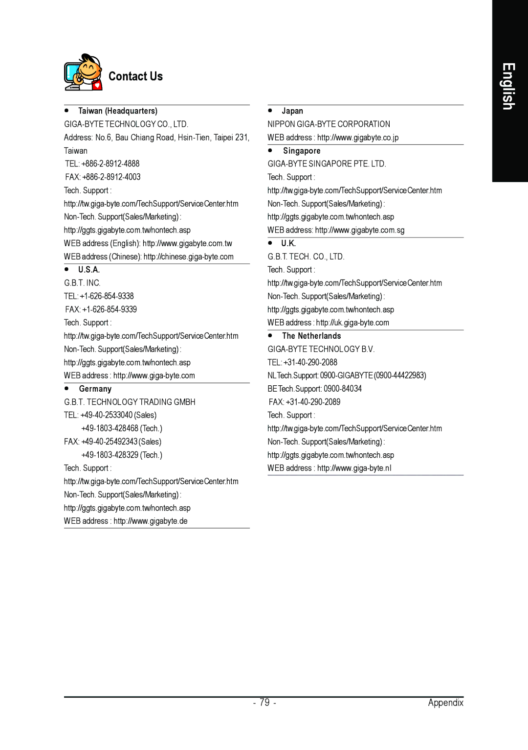 Intel GA-8I915MK-GV user manual Contact Us, Taiwan Headquarters 