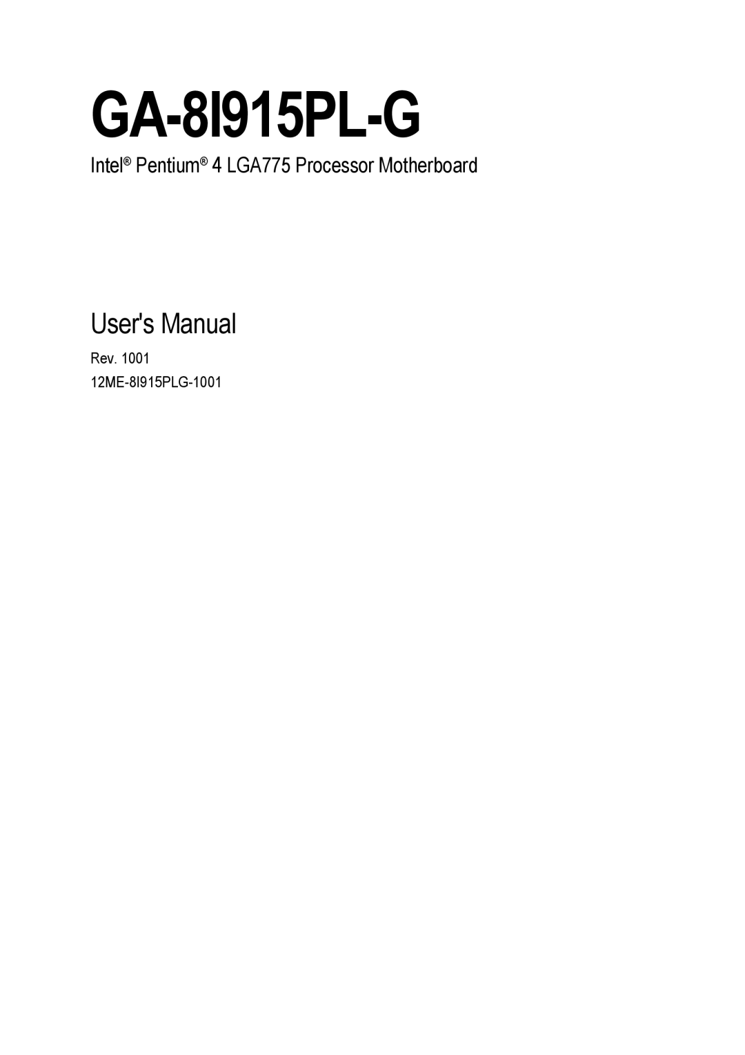 Intel GA-8I915PL-G user manual 