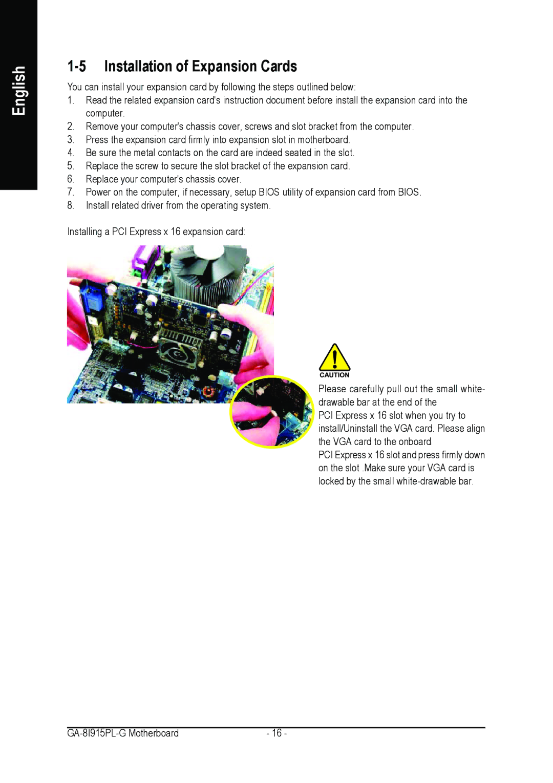 Intel GA-8I915PL-G user manual Installation of Expansion Cards 