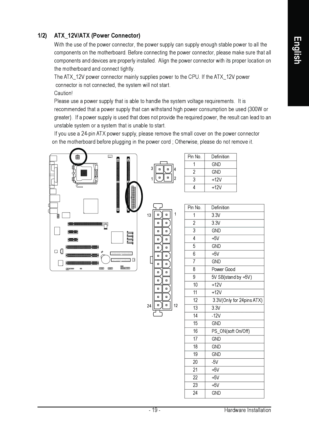 Intel GA-8I915PL-G user manual ATX12V/ATX Power Connector 