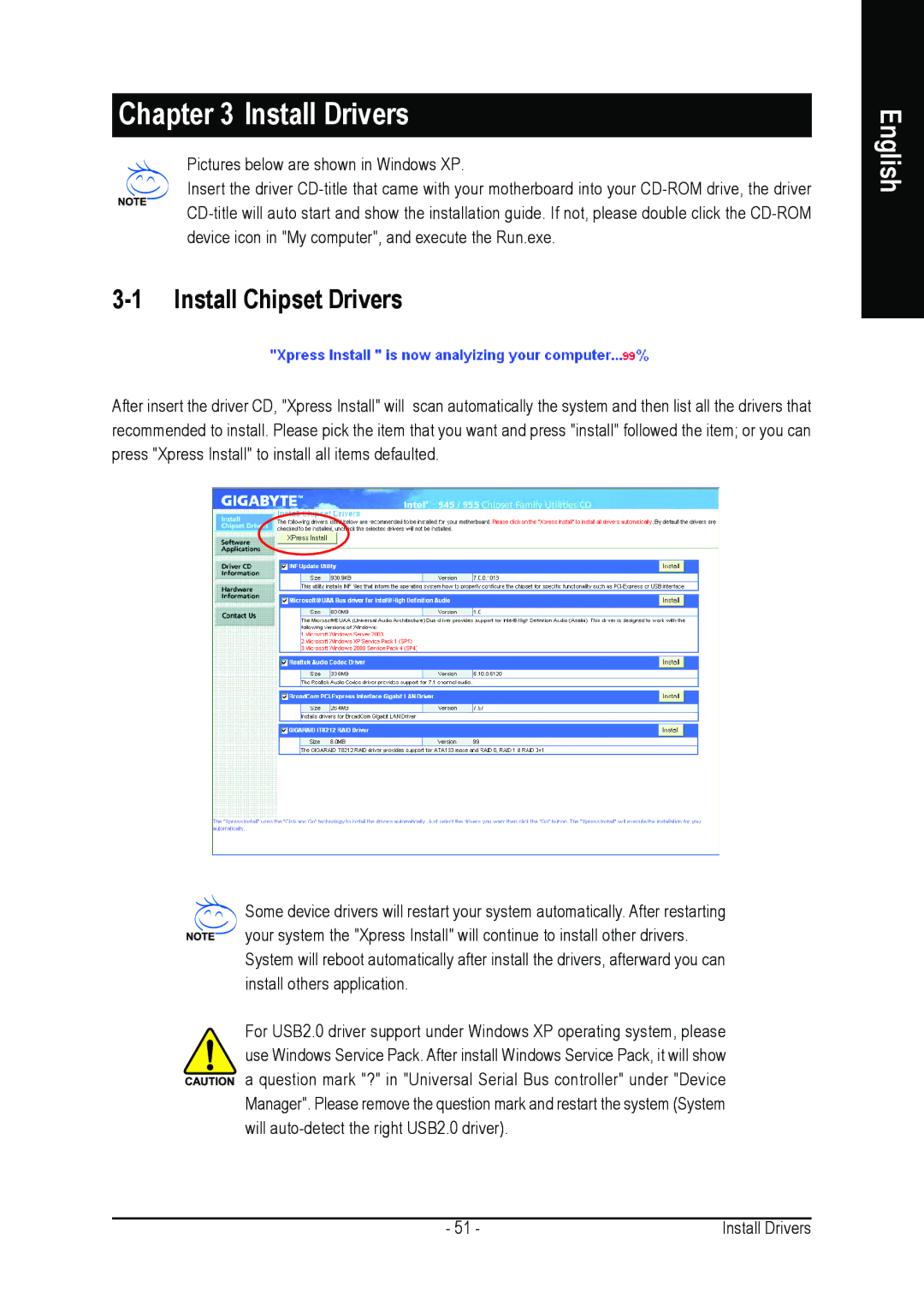 Intel GA-8I945P PRO, GA-8I945P-G user manual Install Drivers, Install Chipset Drivers 