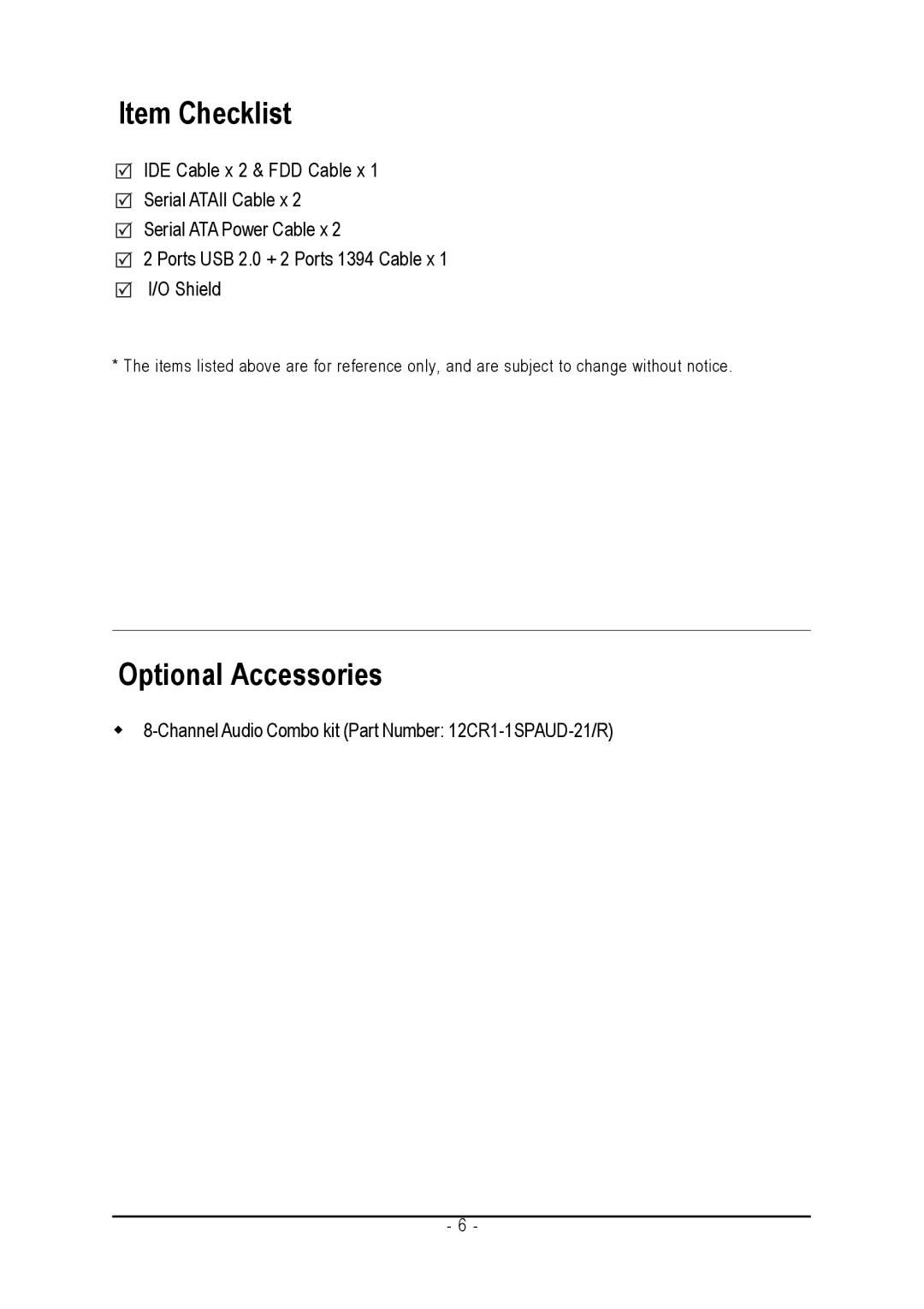 Intel GA-8I945P-G, GA-8I945P PRO user manual Optional Accessories 