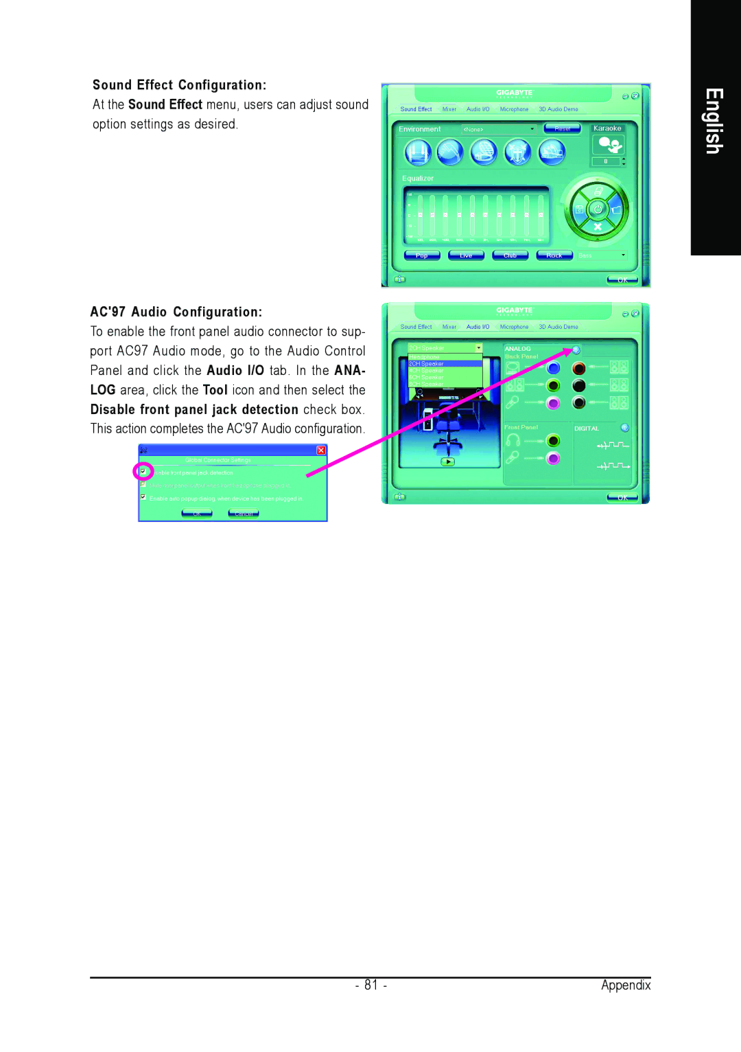 Intel GA-8I955X PRO, GA-8I955X ROYAL user manual Sound Effect Configuration 