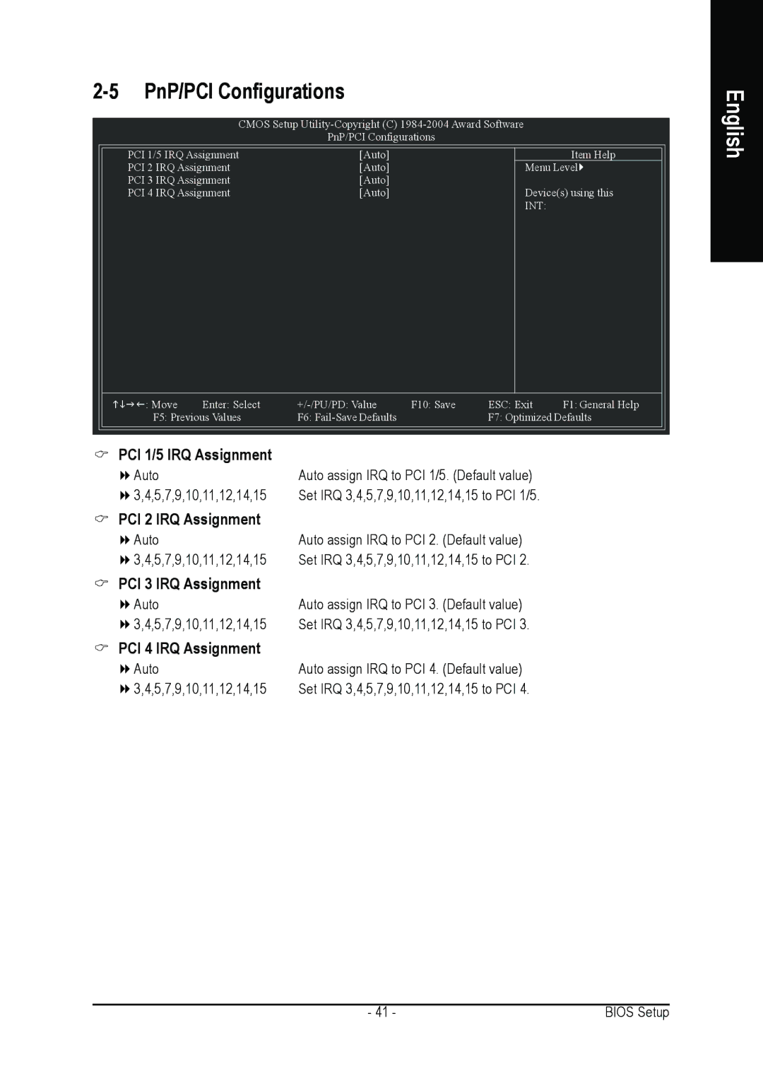 Intel GA-8IPE1000 user manual PnP/PCI Configurations, Int 