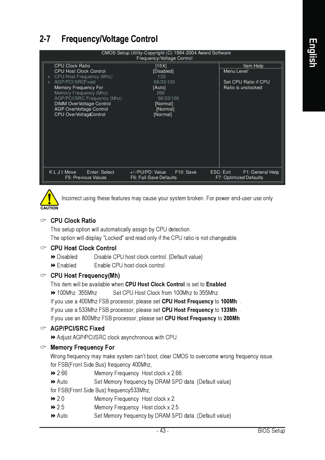 Intel GA-8IPE1000 user manual Frequency/Voltage Control 