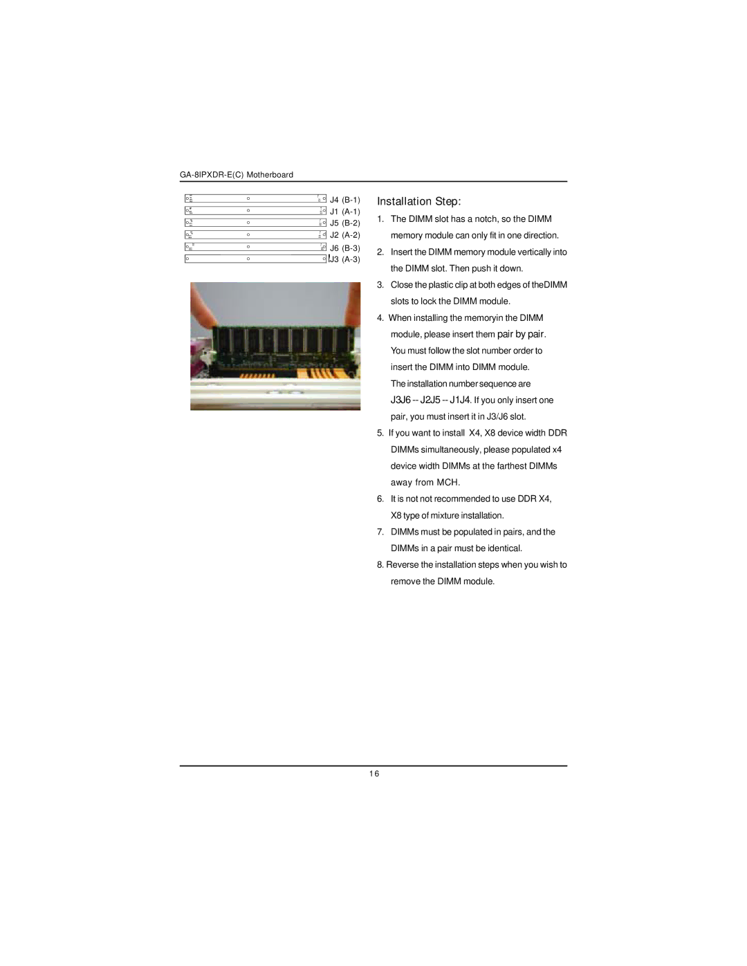 Intel GA-8IPXDR-E user manual Installation Step 