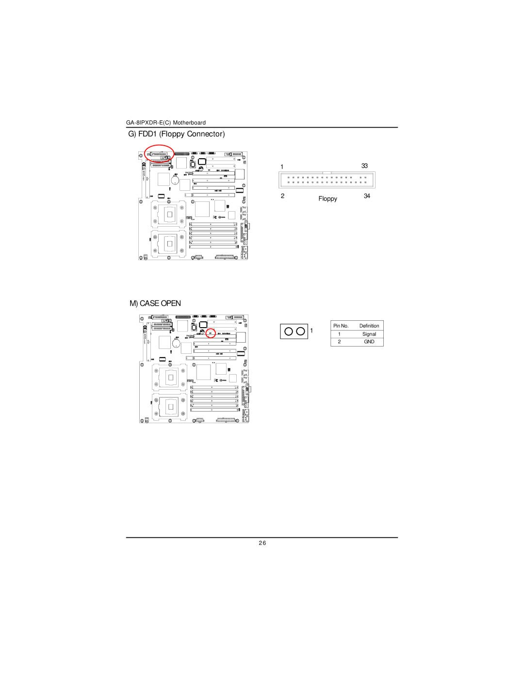 Intel GA-8IPXDR-E user manual FDD1 Floppy Connector, Case Open 