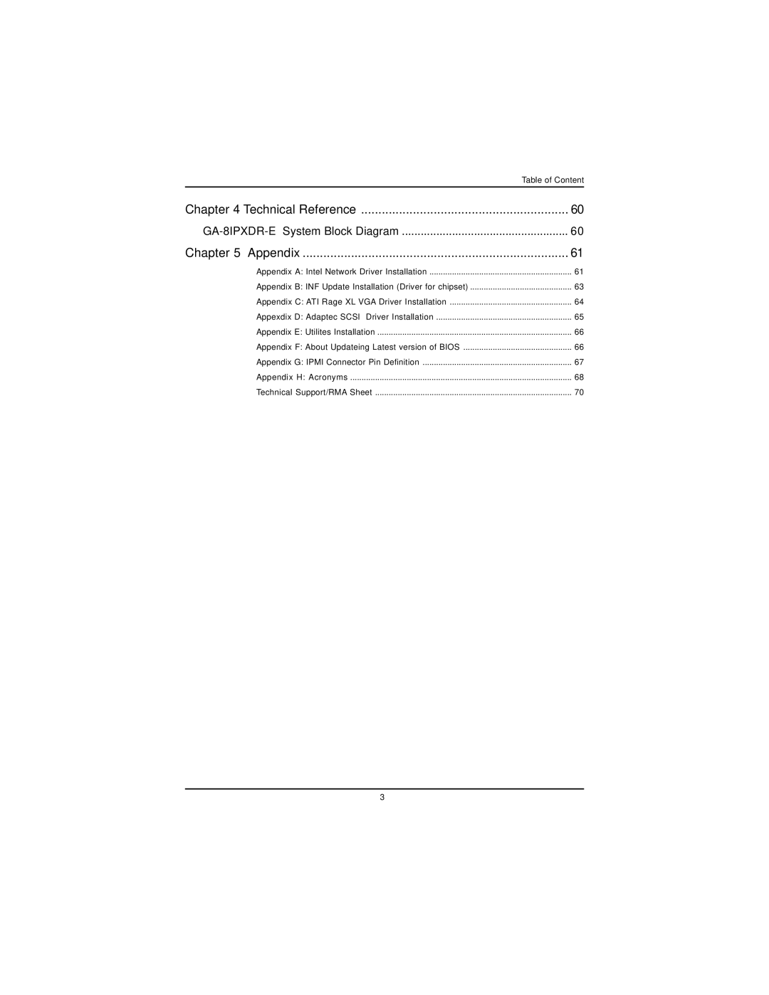 Intel GA-8IPXDR-E user manual Technical Reference 