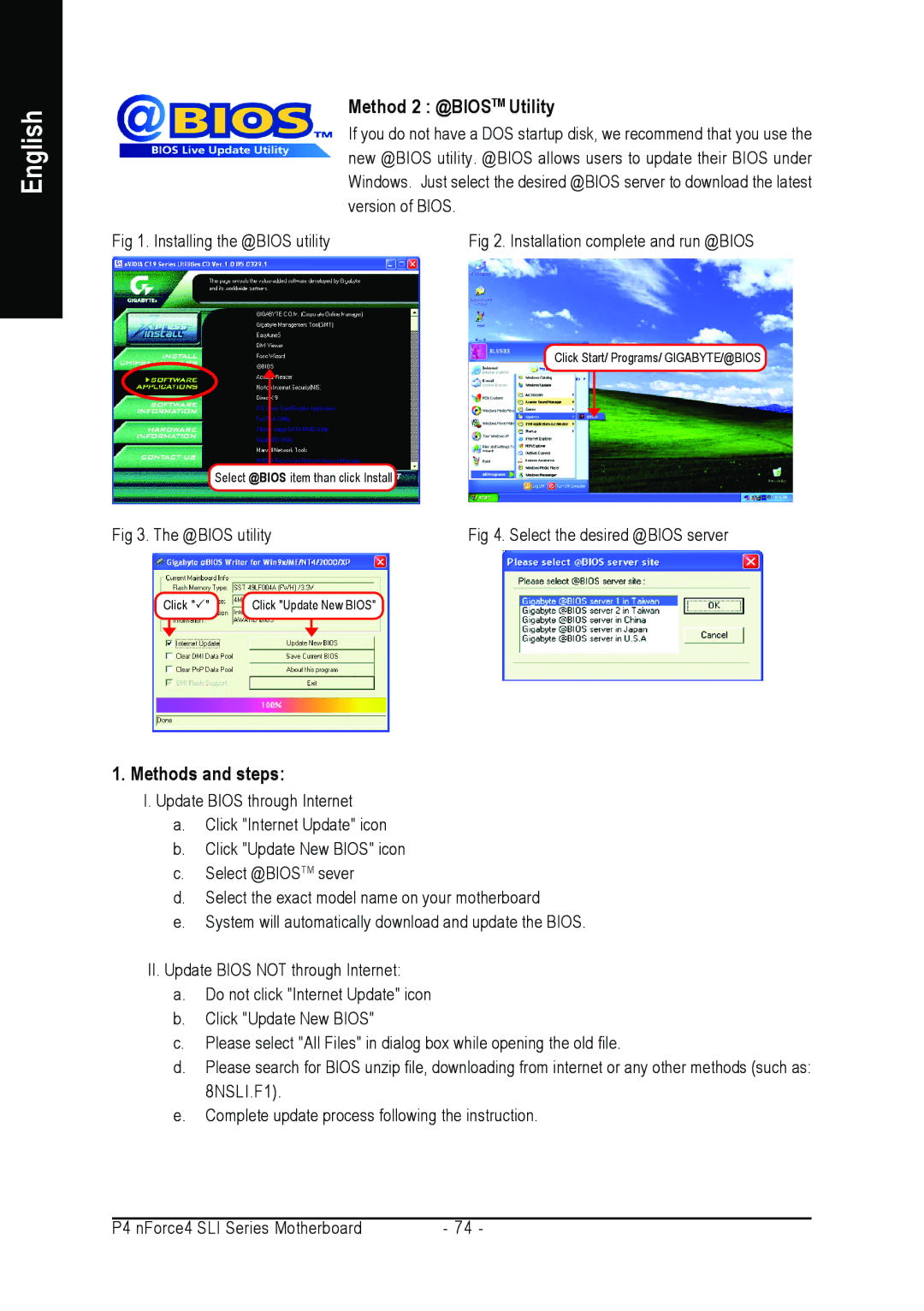 Intel GA-8N-SLI PRO, GA-8N-SLI ROYAL user manual Method 2 @BIOSTM Utility, Methods and steps 