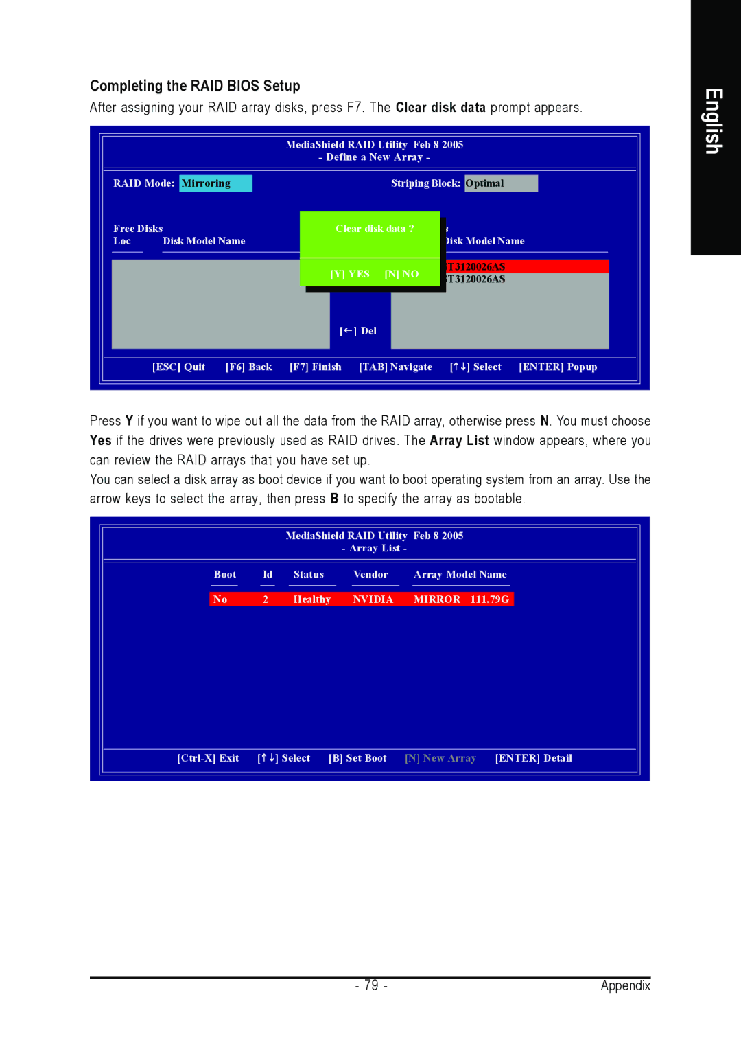 Intel GA-8N-SLI ROYAL, GA-8N-SLI PRO user manual Completing the RAID Bios Setup 