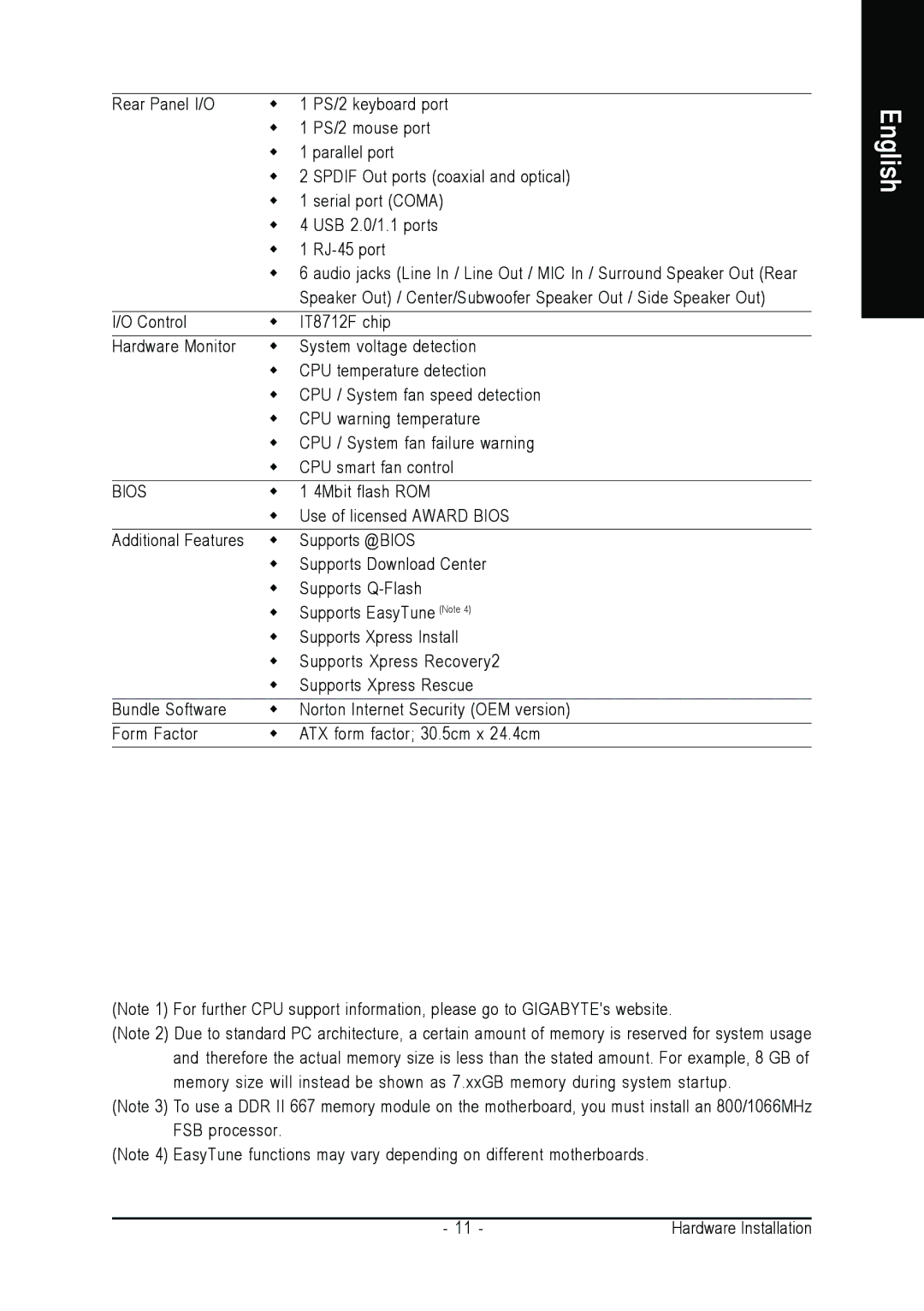 Intel GA-8N775 user manual 4Mbit flash ROM 