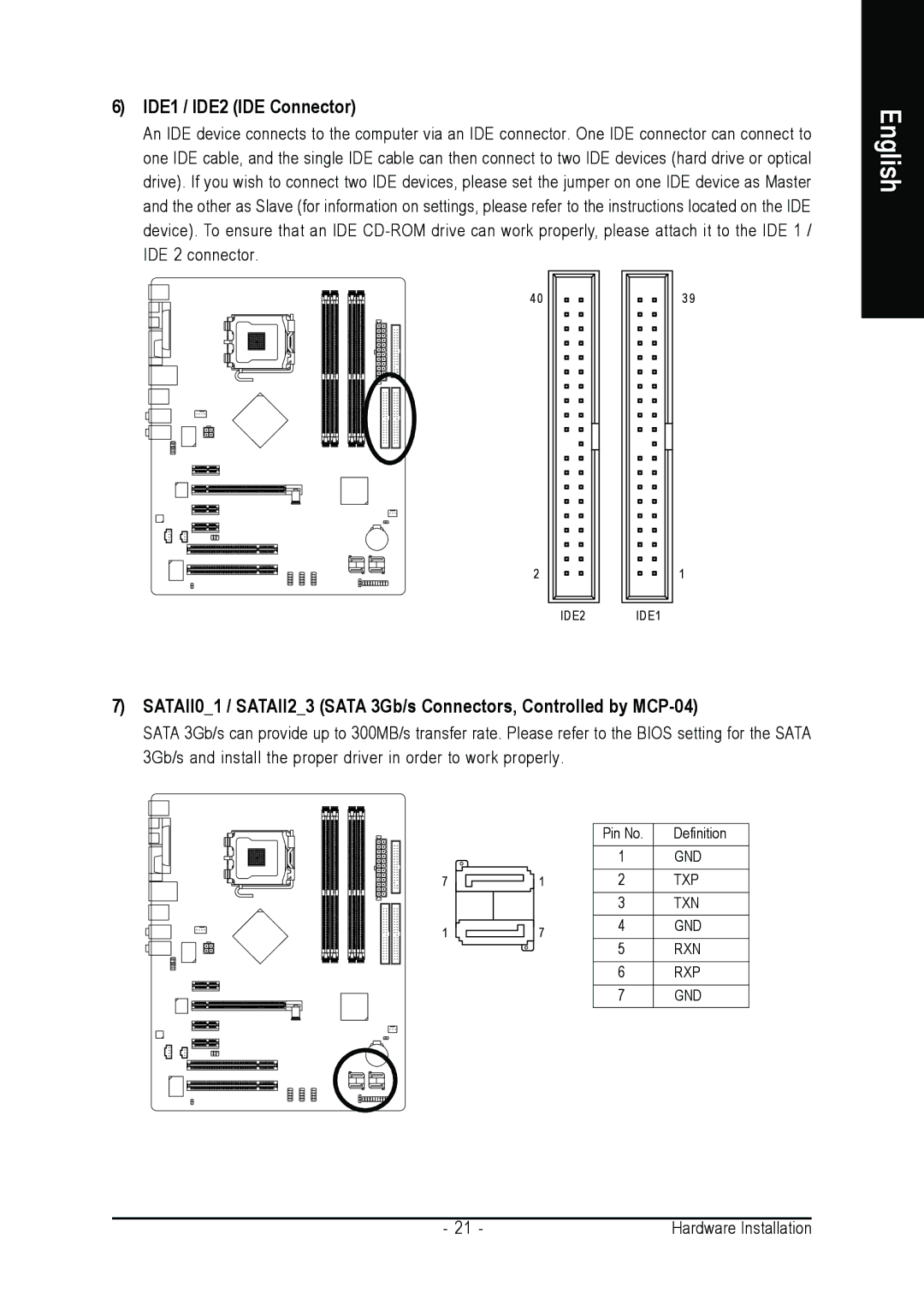 Intel GA-8N775 user manual IDE1 / IDE2 IDE Connector 