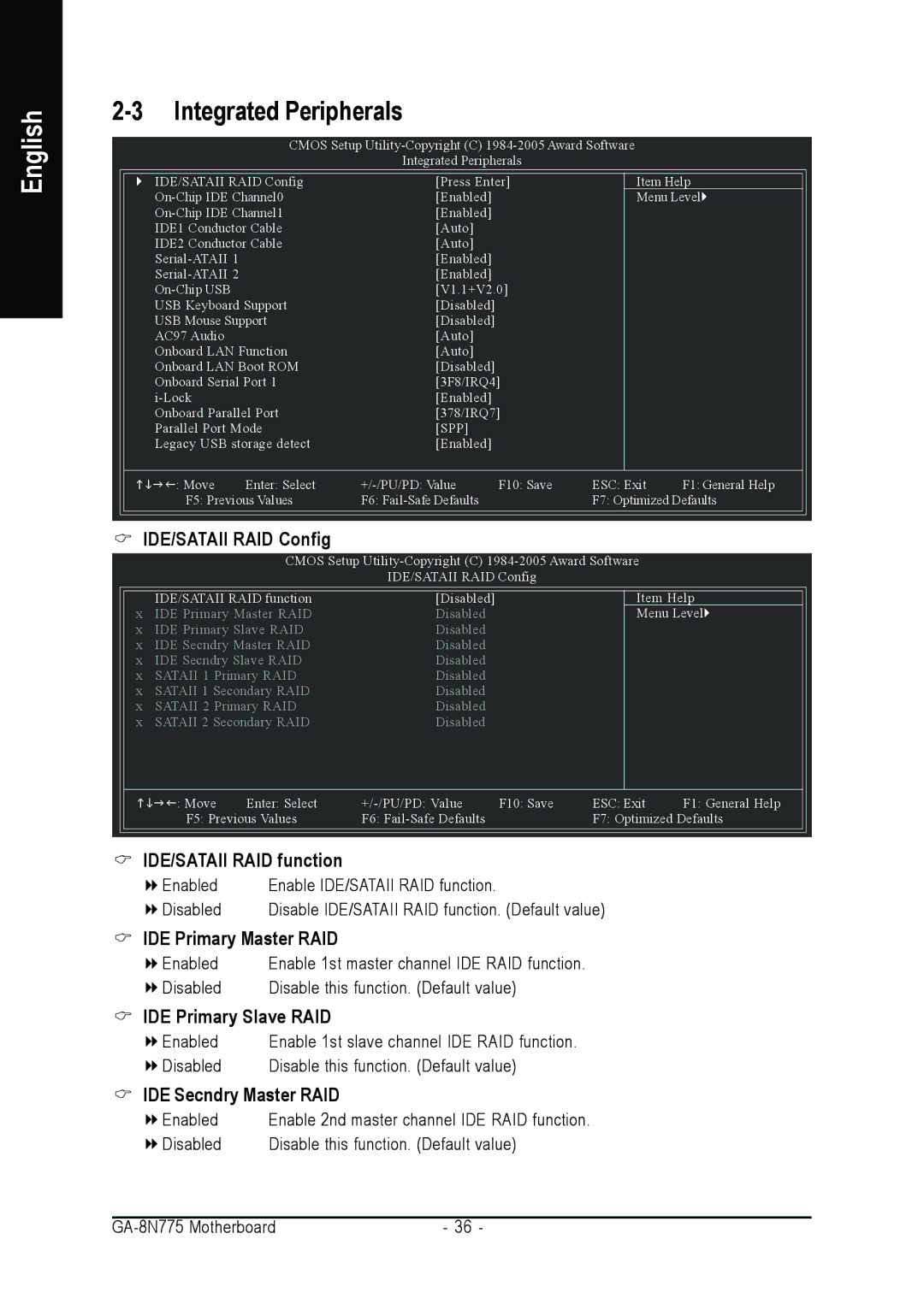 Intel GA-8N775 user manual Integrated Peripherals, Spp 