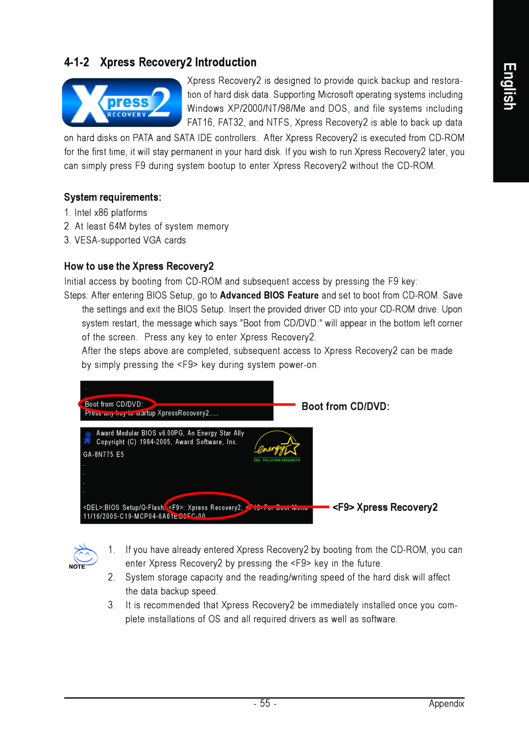 Intel GA-8N775 user manual Xpress Recovery2 Introduction, System requirements, How to use the Xpress Recovery2 