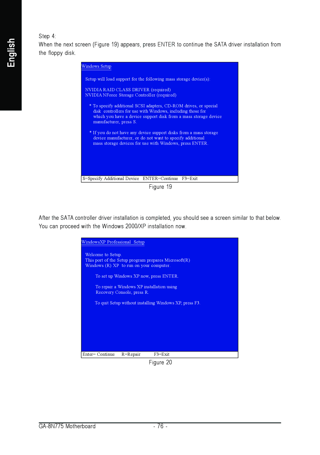 Intel GA-8N775 user manual Enter= Continue R=Repair F3=Exit 