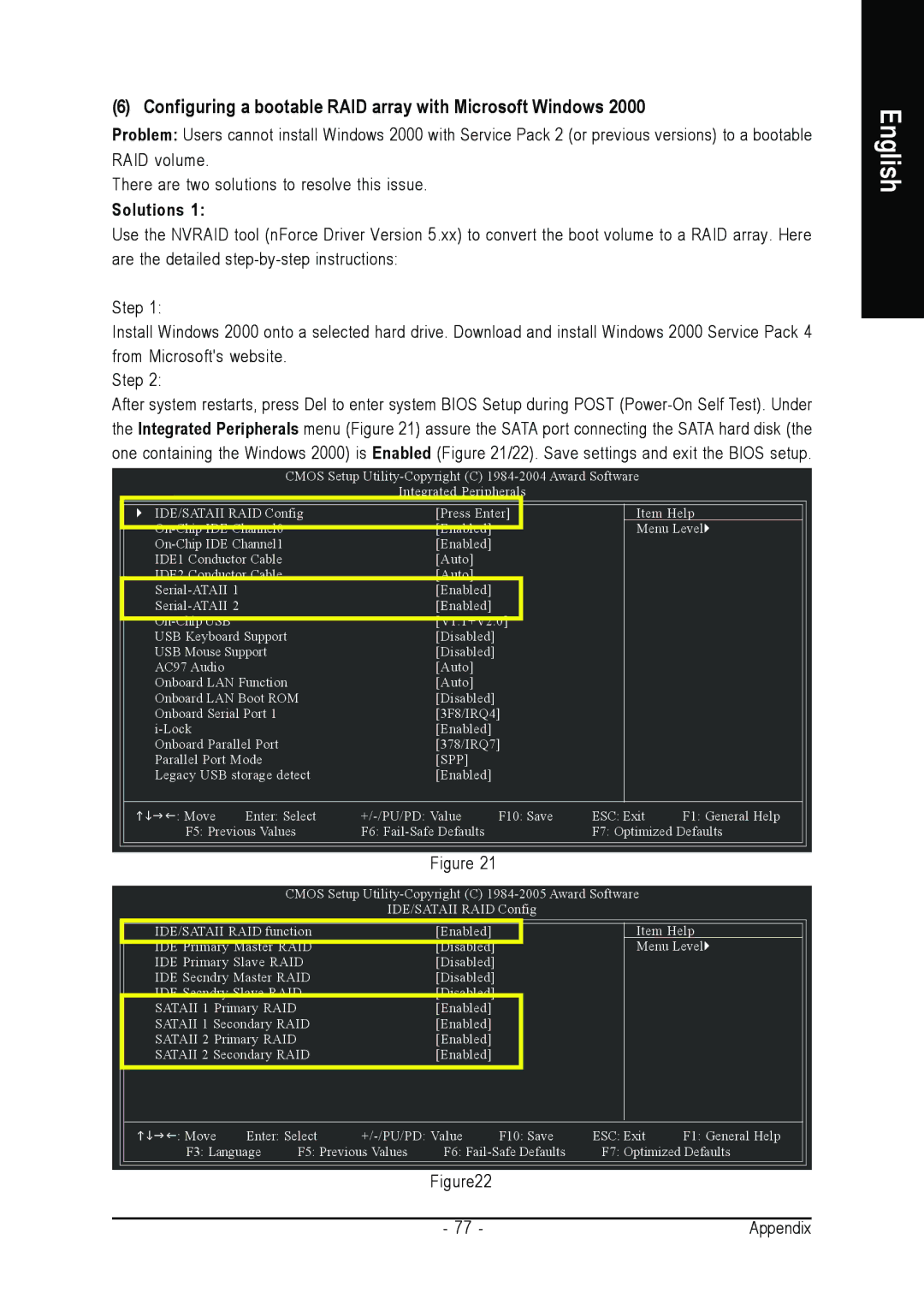 Intel GA-8N775 user manual Configuring a bootable RAID array with Microsoft Windows, Solutions 