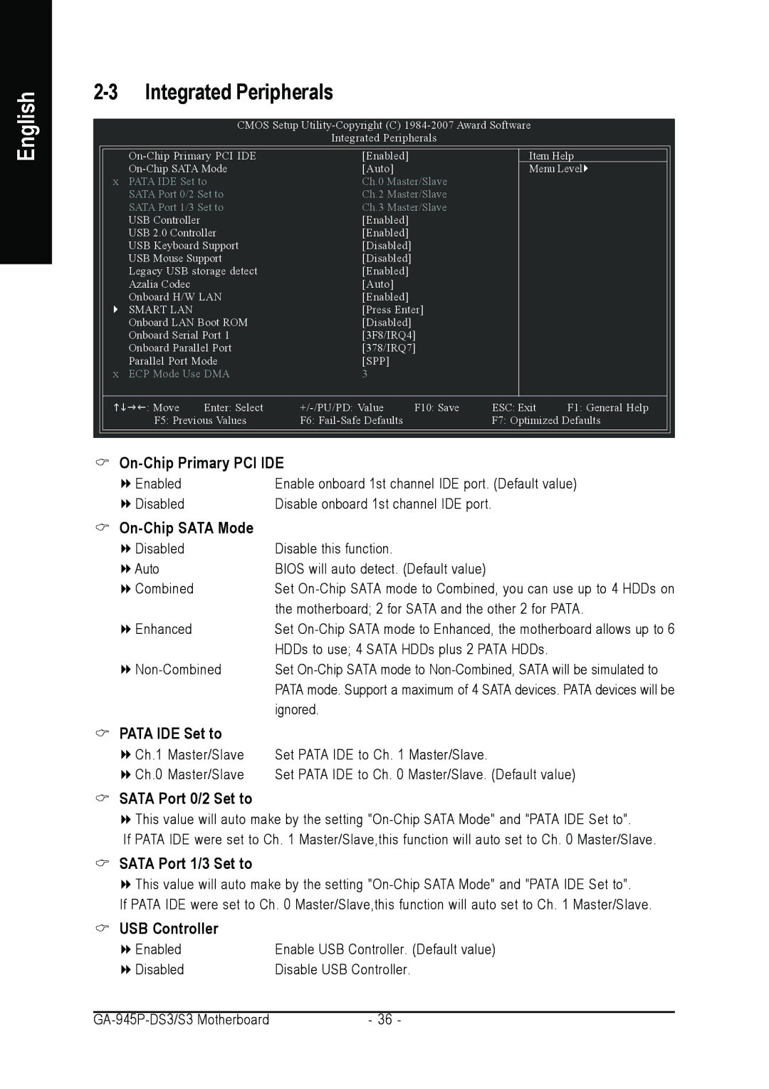 Intel GA-945P-DS3/S3 user manual Integrated Peripherals, Smart LAN 