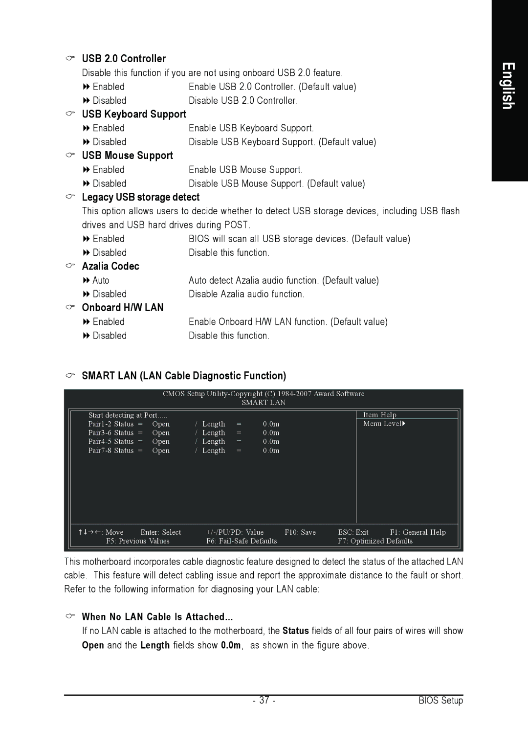 Intel GA-945P-DS3/S3 USB 2.0 Controller, USB Keyboard Support, USB Mouse Support, Legacy USB storage detect, Azalia Codec 