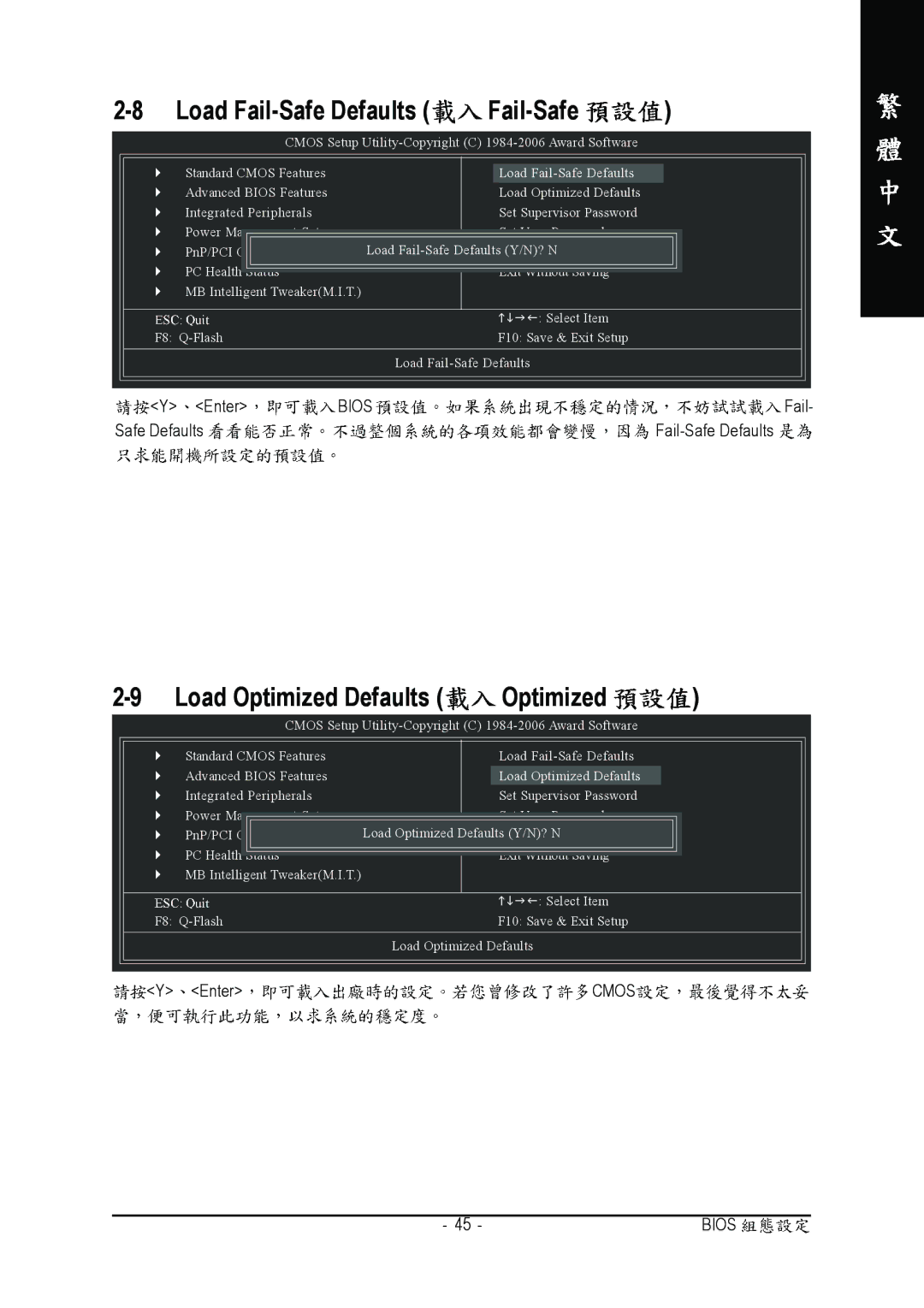 Intel GA-945P-S3 manual Load Fail-Safe Defaults Fail-Safe 