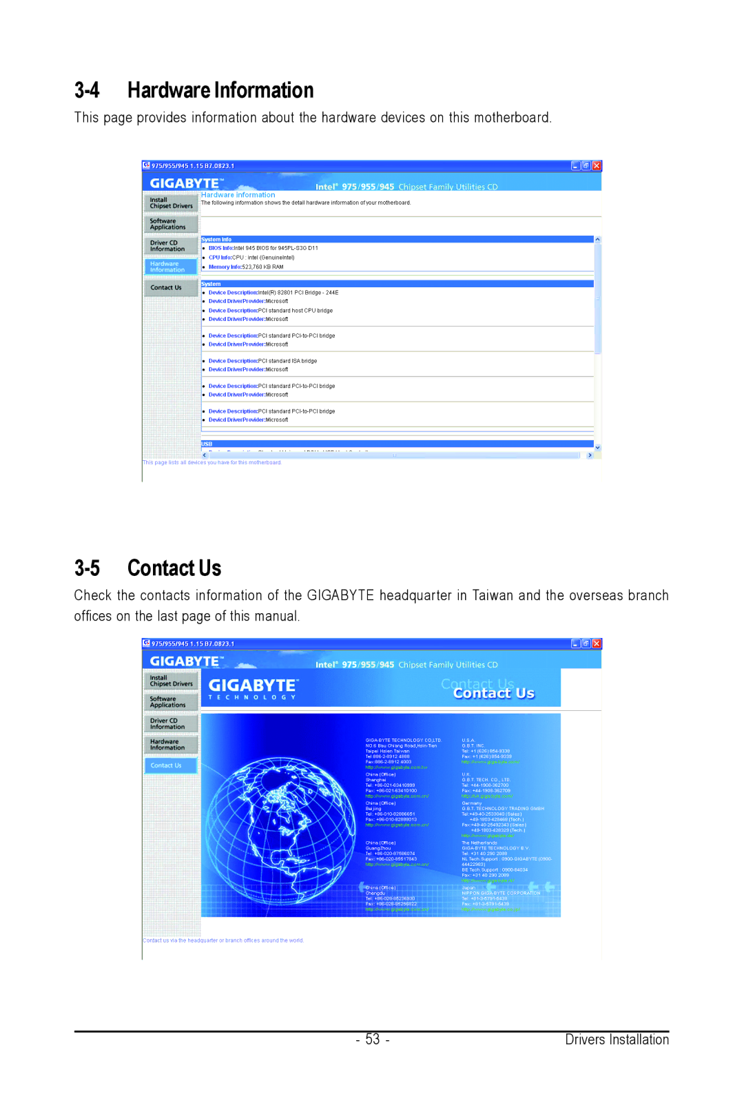 Intel GA-945PL-S3G user manual Hardware Information, Contact Us 