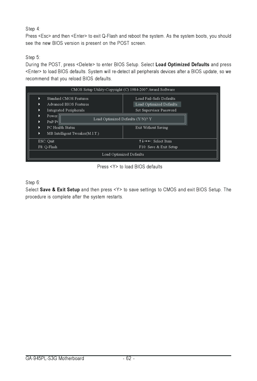 Intel GA-945PL-S3G user manual 