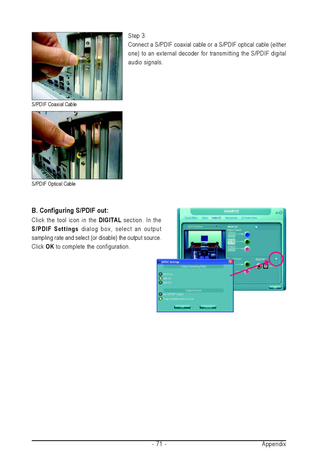 Intel GA-945PL-S3G user manual Configuring S/PDIF out 