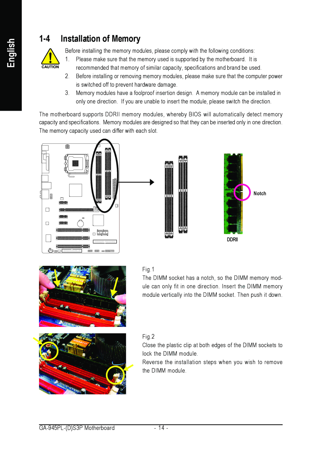 Intel GA-945PL-S3P, GA-945PL-DS3P user manual Installation of Memory 